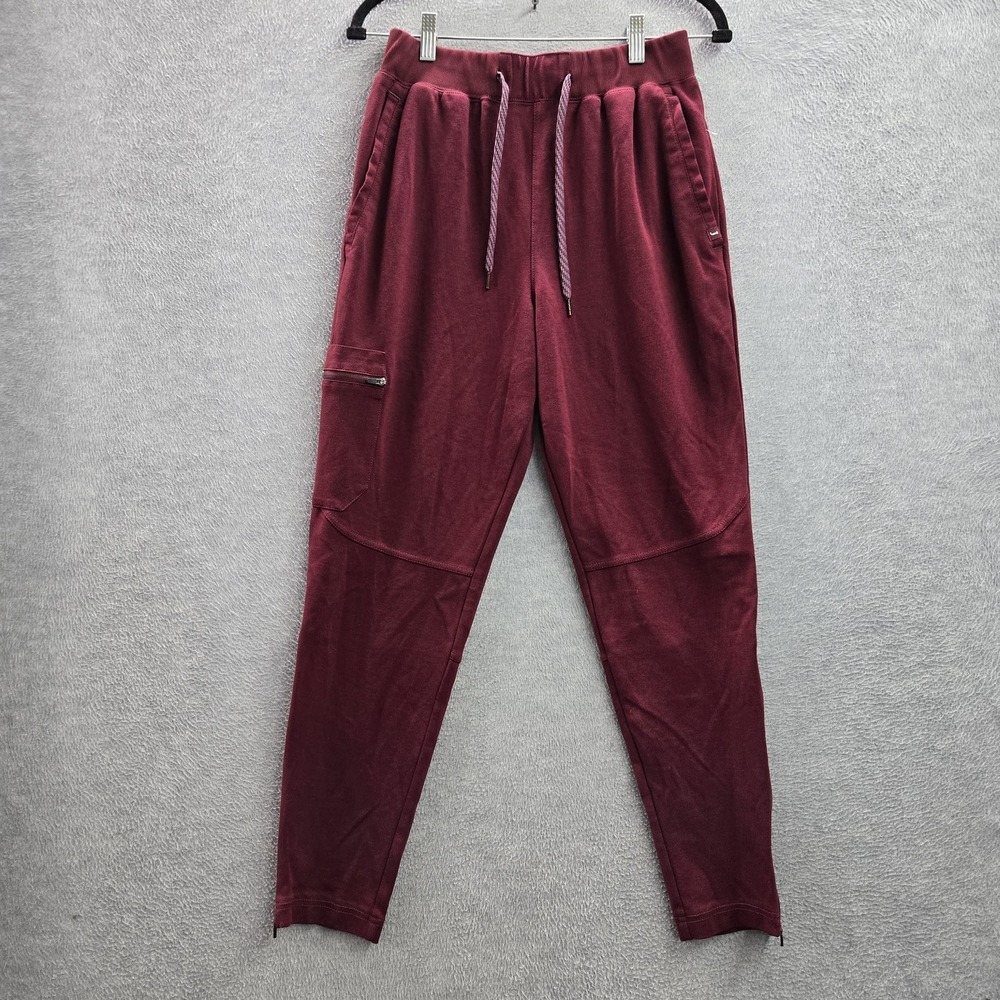 Jaanuu Women Scrub Pants MS Red Nylon Rayon Jogger Zipper Relaxed 27"